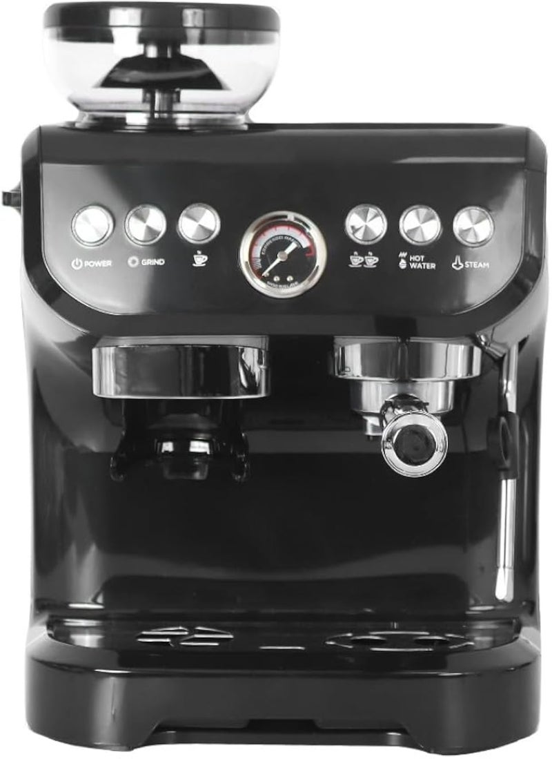 ماكينة "باريستا" من رايفال بقوة 1600 واط مع مطحنة مدمجة | نظام هجين 4 في 1 (إسبريسو وكبسولات) | مضخة إيطالية 19 بار وخزان سعة 2 لتر | تتضمن مجموعة ملحقات معدنية فاخرة